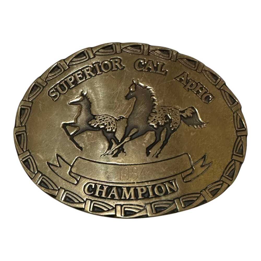 Superior CAL ApHC 1984 Champion Brass Belt Buckle Vintage‎ Appaloosa Horse Club